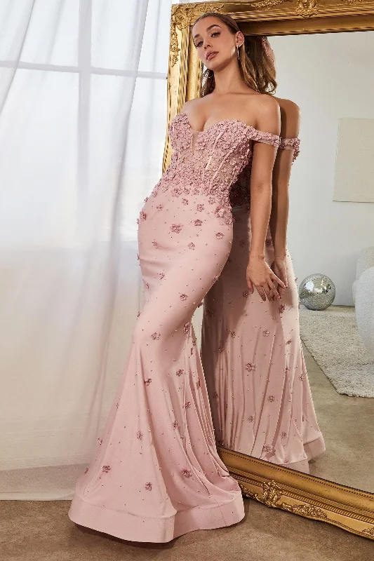 Dusty Rose 2 Cinderella Divine CC8952 Off Shoulder Prom Dress Sale Trendy new unclassified dresses