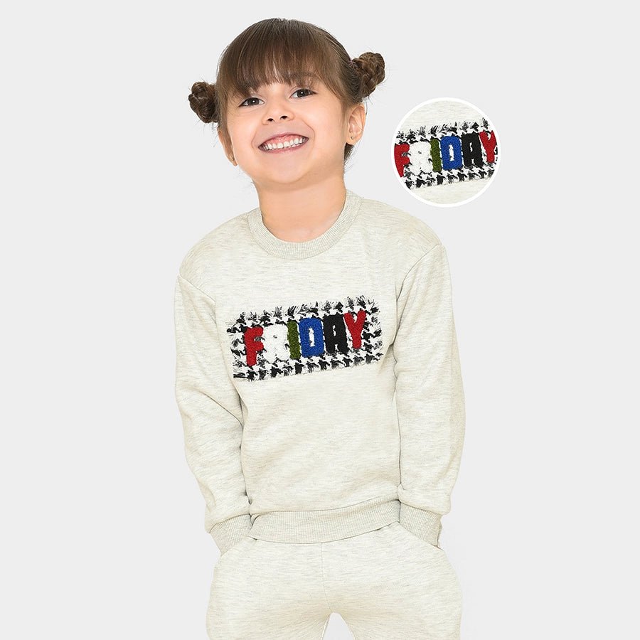 Misty Grey Knitted Sweatshirt for Kids