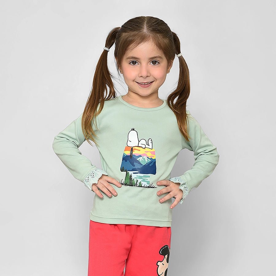 Peanuts™ Knitted Green T-shirt For Girls