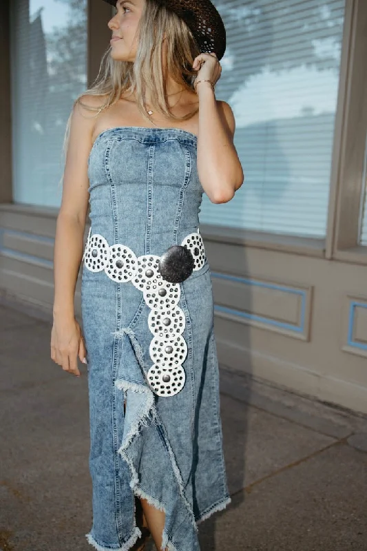 Moody Blues Frayed Denim Dress