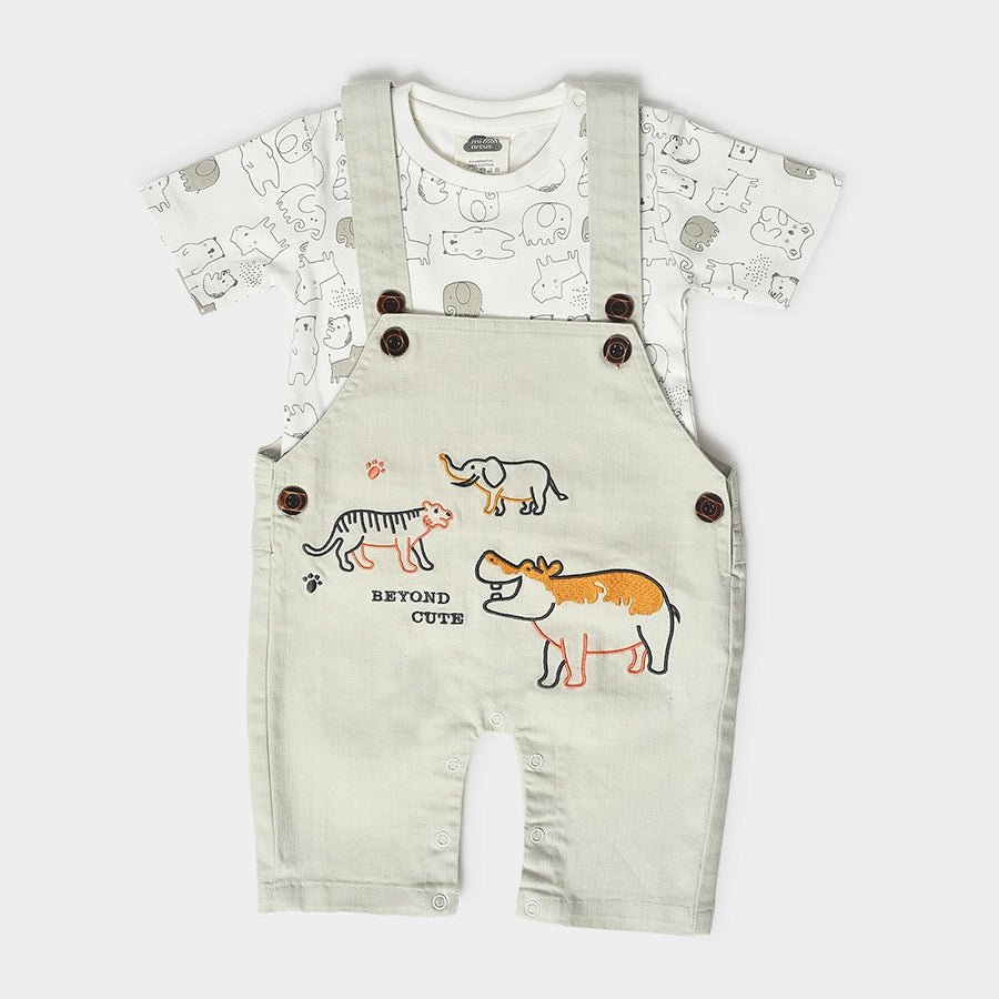 Playful Dungaree with T-shirt set for Babies