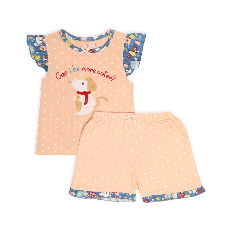 Ruffled Baby Girl Shorts & T-shirt with Blossom Print set