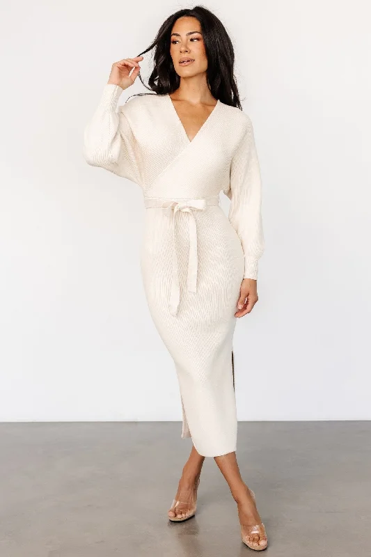 Sammi Faux Wrap Dress | Cream Minimalist unclassified dresses