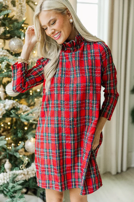 This Is It Red Tartan Plaid Swing Dress Vintage unclassified dresses