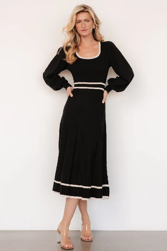 Winslet Knit Dress | Black + Cream Satin unclassified dresses