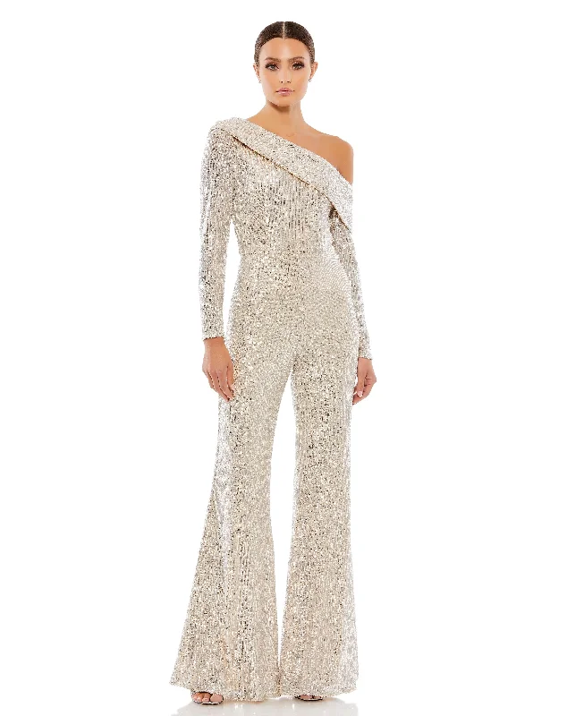 Mac Duggal A26596 Sequins Long Sleeve Formal Prom Jumpsuit