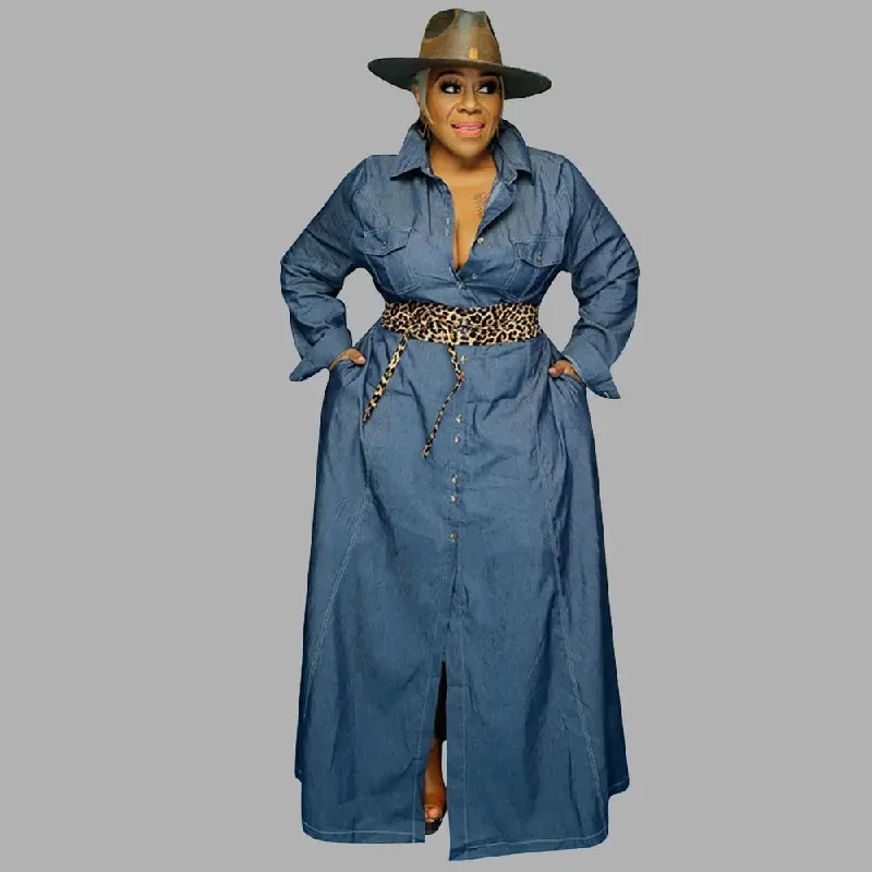 Plus Size Women Denim Dress Plus Size Gown