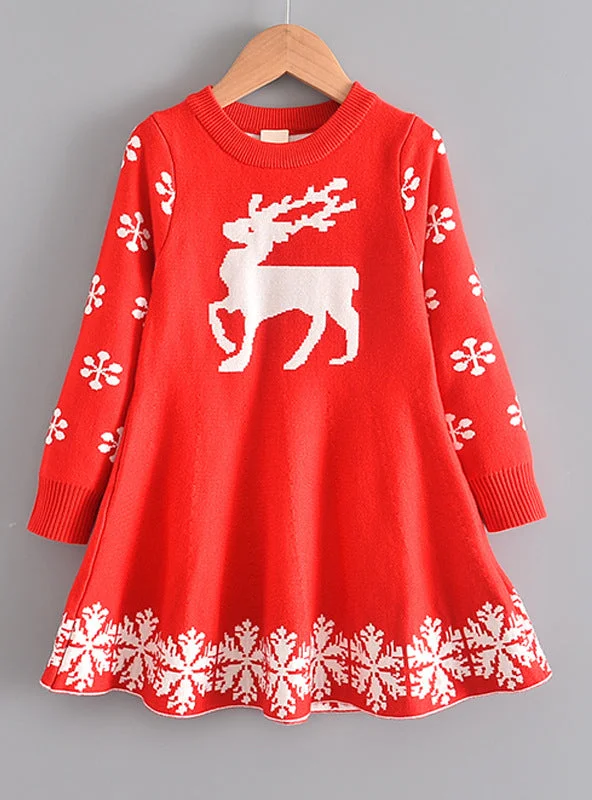 Girls Princess Long Sleeve Sweater Dress