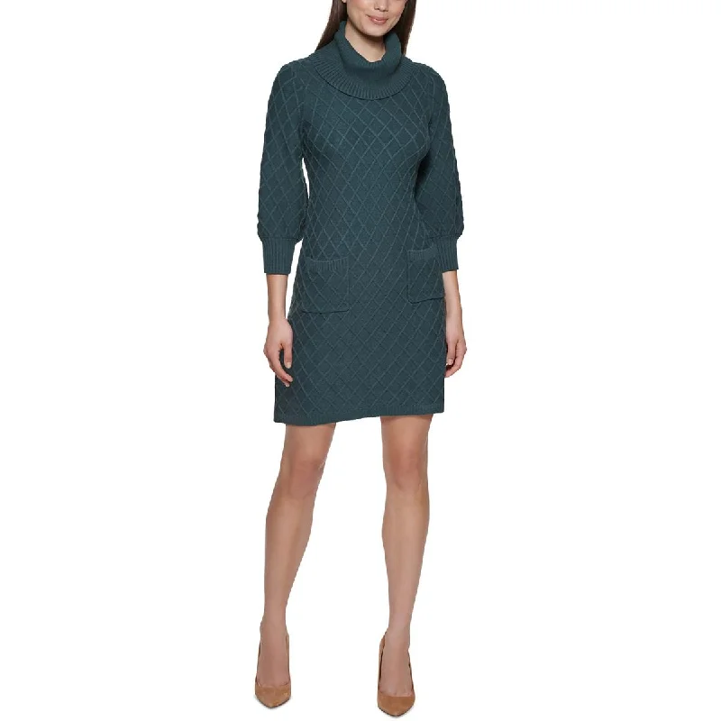 Jessica Howard Womens Mockneck Knee Length Sweaterdress