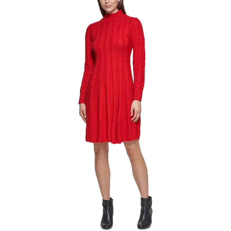 Jessica Howard Womens Petites Knit Cable Knit Sweaterdress