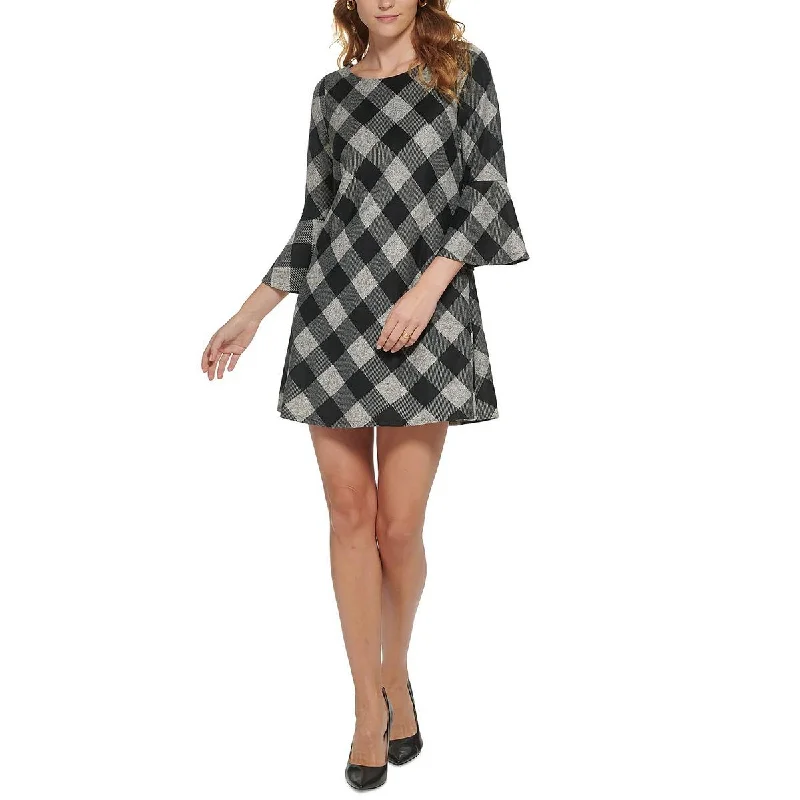 Jessica Howard Womens Petites Knit Plaid Sweaterdress