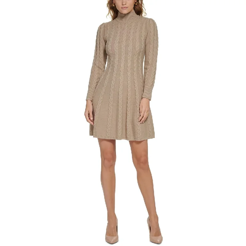 Jessica Howard Womens Ribbed Trim  Long Sleeves Sweaterdress